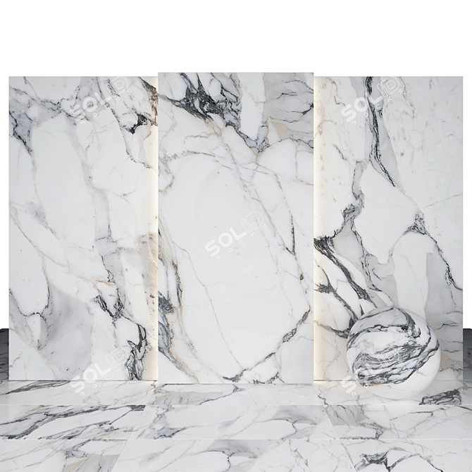 Origines Silver Marble: Luxurious Texture Collection 3D model image 2