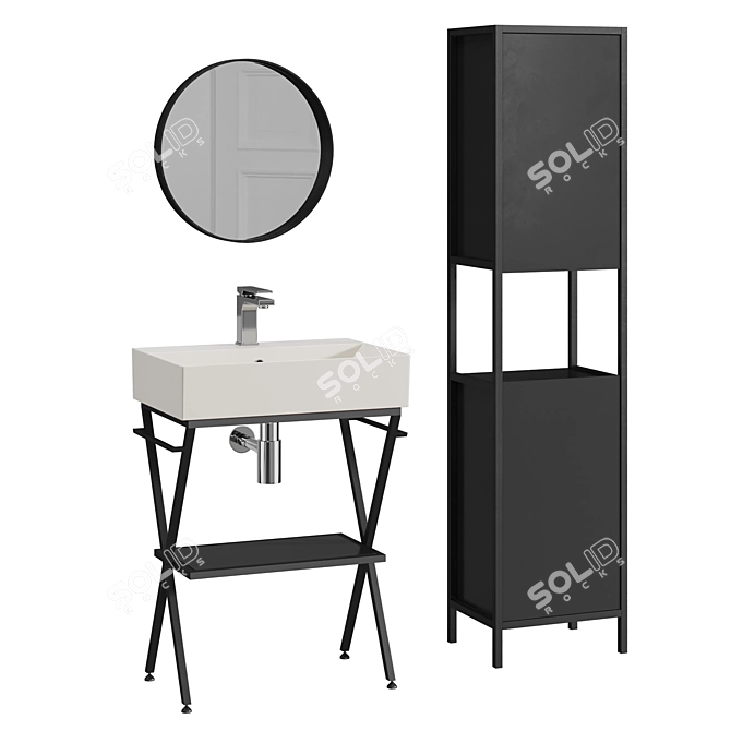 Stylish Ferro Collection: Bathroom Furniture Set 3D model image 3