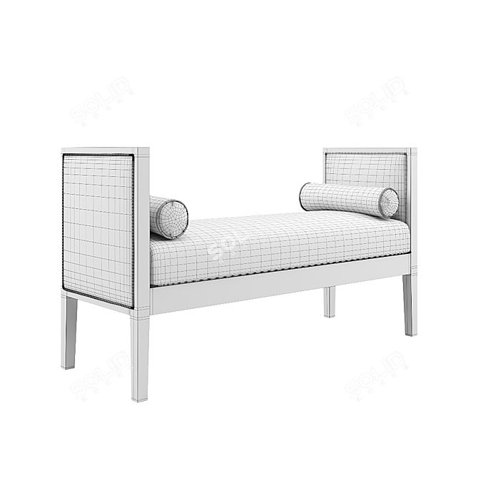 Silver Linen Pietro Bench - Elegant and Versatile 3D model image 5