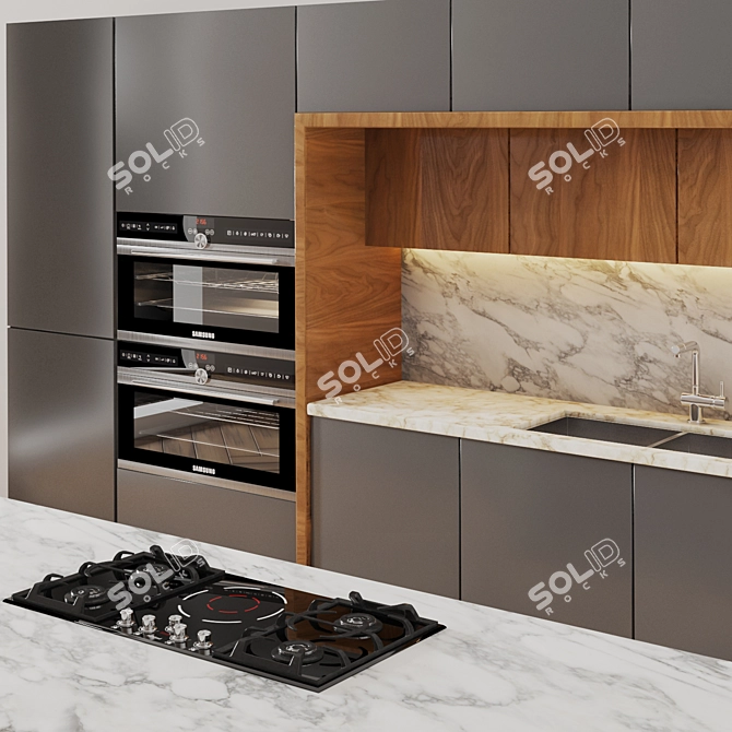 Contemporary Kitchen: Sleek Design & Spacious 3D model image 2