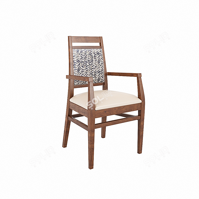 Elegant Wood Chair with Soft Seat & Back 3D model image 2