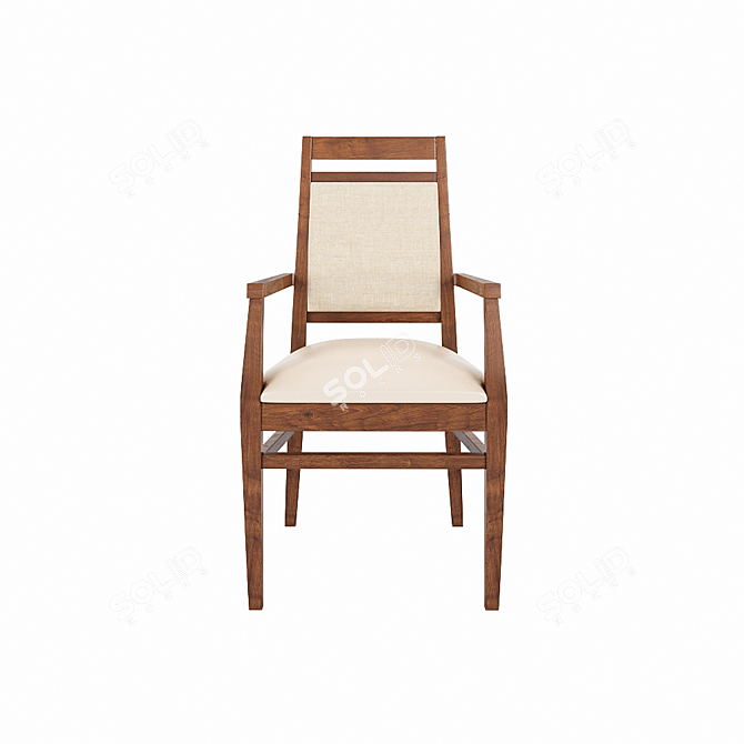 Elegant Wood Chair with Soft Seat & Back 3D model image 3