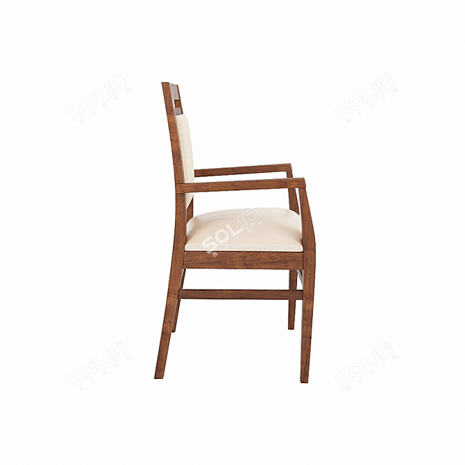 Elegant Wood Chair with Soft Seat & Back 3D model image 4