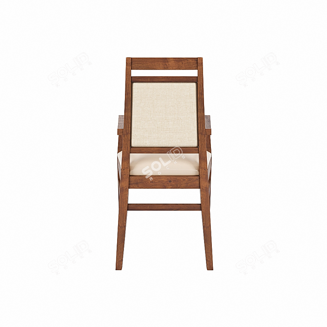 Elegant Wood Chair with Soft Seat & Back 3D model image 5