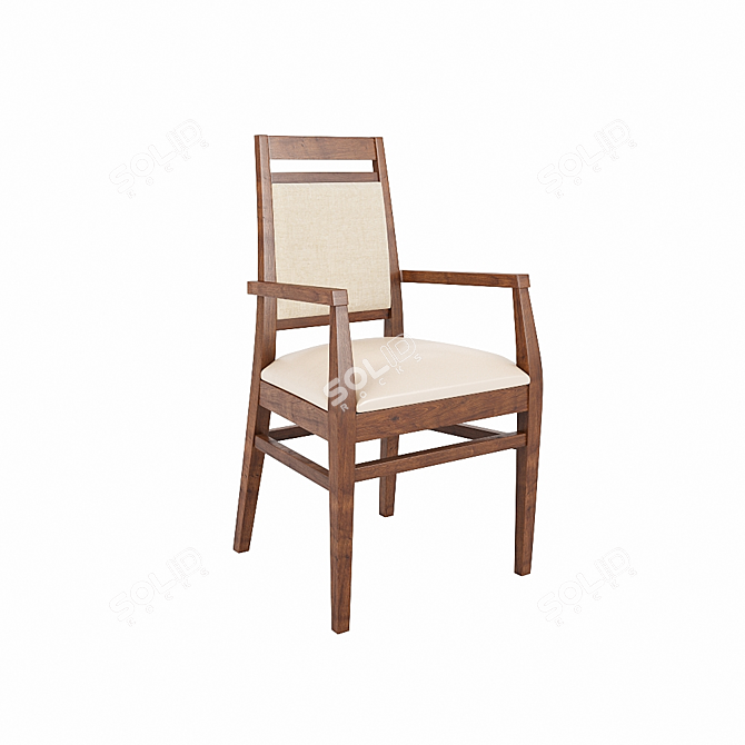 Elegant Wood Chair with Soft Seat & Back 3D model image 6