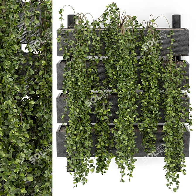 Elegant Hanging Wall Planter Set 3D model image 2