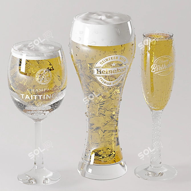 Luxury Champagne Beer Bucket Set 3D model image 3