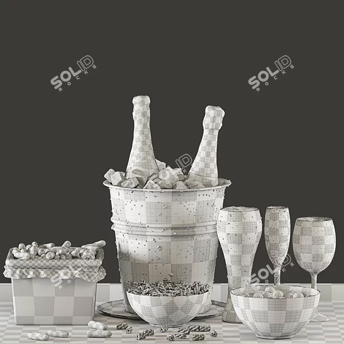 Luxury Champagne Beer Bucket Set 3D model image 7