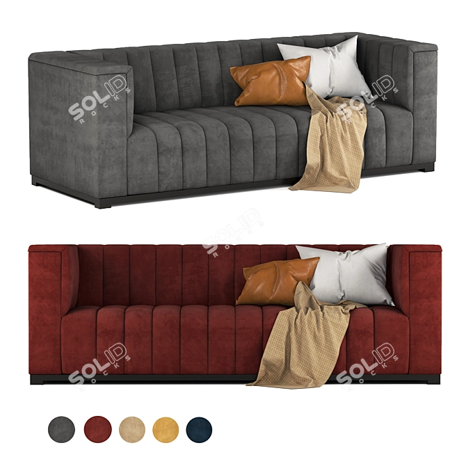 Velvet Dream Tufted Sofa 3D model image 1