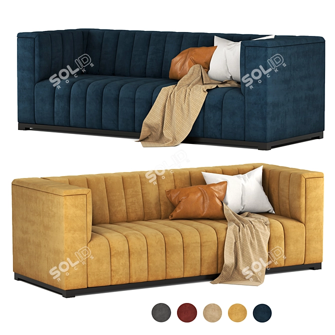 Velvet Dream Tufted Sofa 3D model image 2