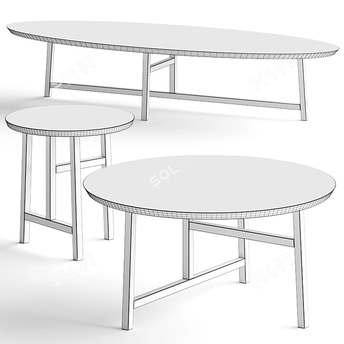 Round Coffee Tables Set with Esparada Trio Design 3D model image 2