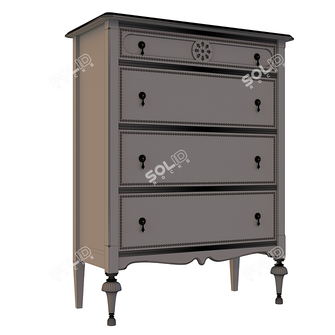 Vintage Chic Nailhead Trim Dresser 3D model image 4