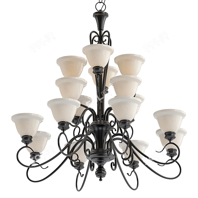 Elegant Burnished Gold Chandelier 3D model image 1