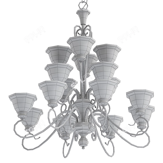 Elegant Burnished Gold Chandelier 3D model image 2