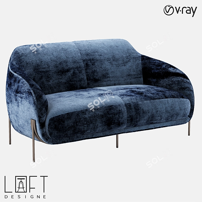 Modern Metal and Fabric Sofa 3D model image 1