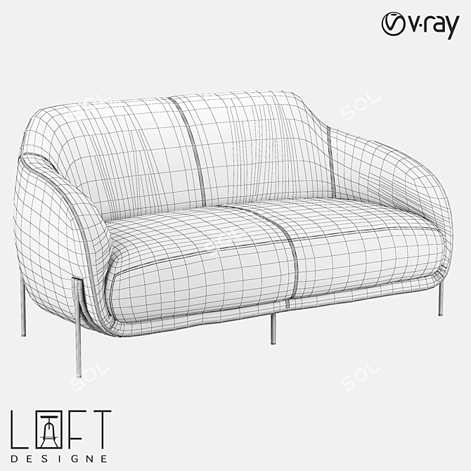 Modern Metal and Fabric Sofa 3D model image 2