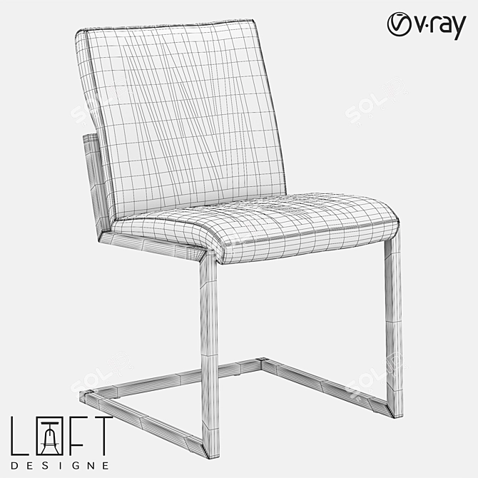 Sleek Metal and Leather Chair 3D model image 2