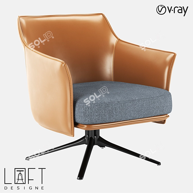 LoftDesign Armchair 10841: Stylish Metal, Leather, and Fabric 3D model image 1