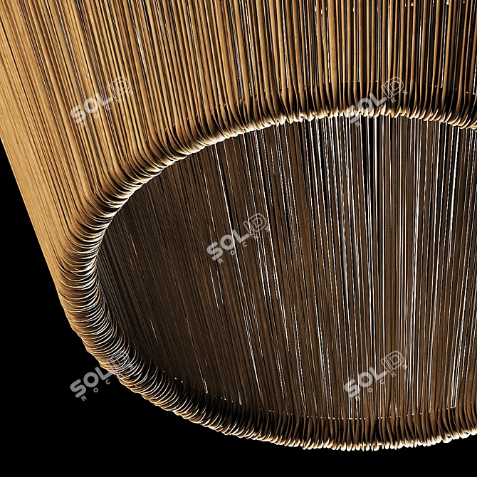 Wood Rattan Wicker Cone Lamp 3D model image 4