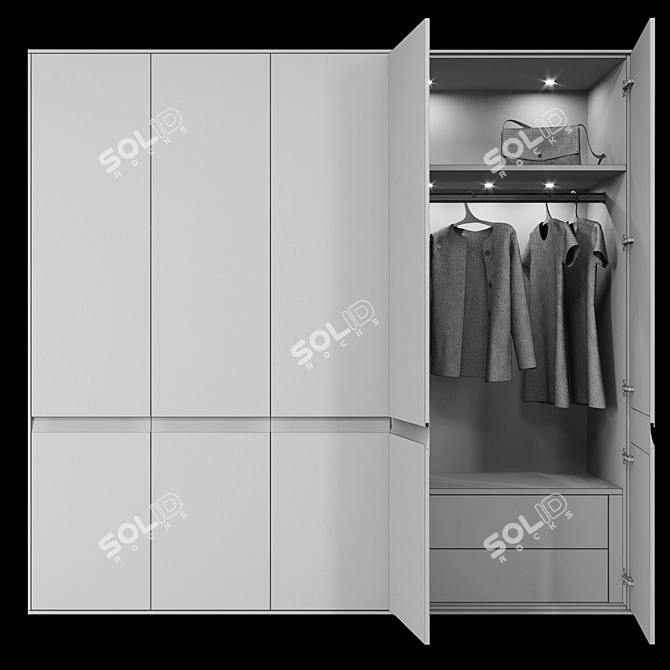 Minimalist Metal Wardrobe 3D model image 3