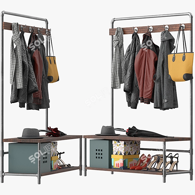 Industrial Pipeline Coat Rack 3D model image 3