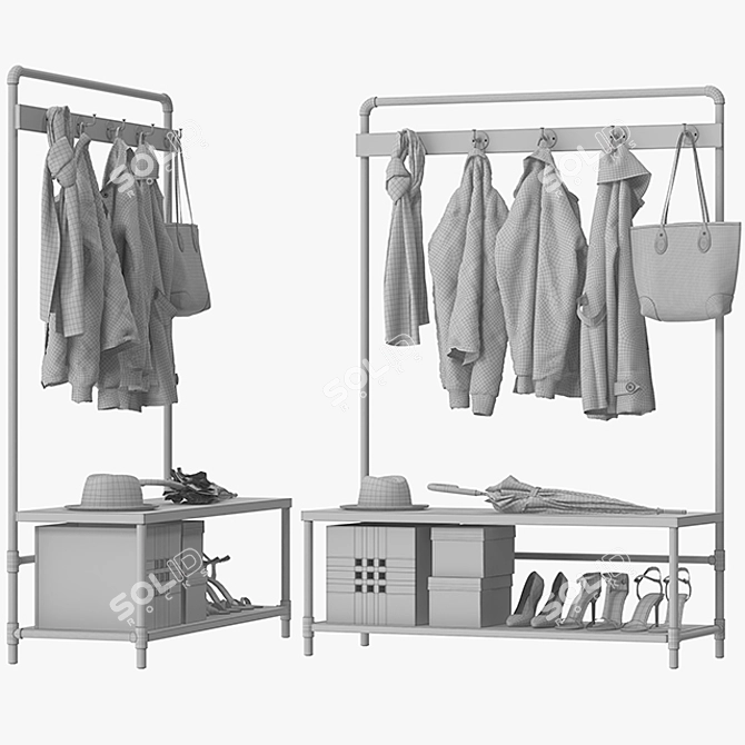 Industrial Pipeline Coat Rack 3D model image 5