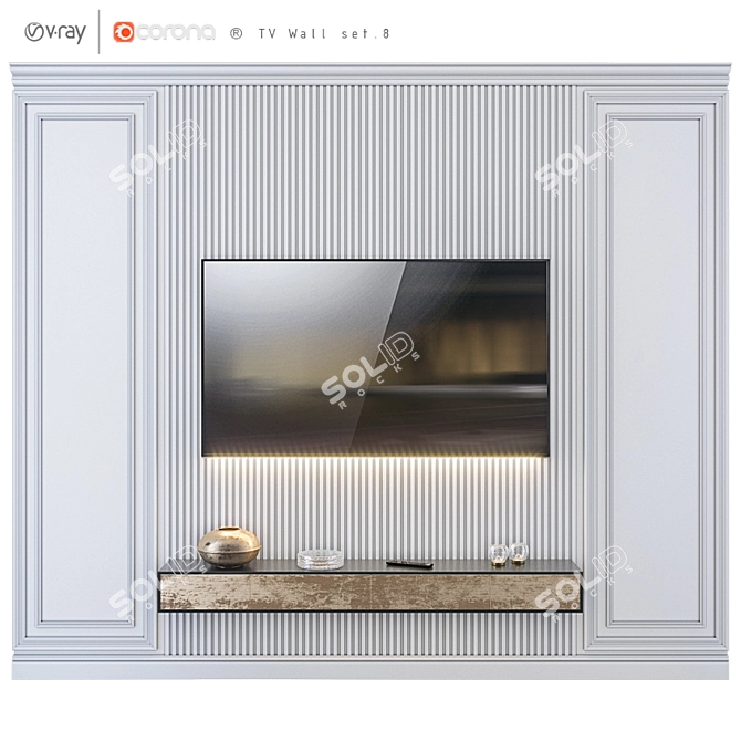 Title: Sleek TV Wall Mount Set 3D model image 2