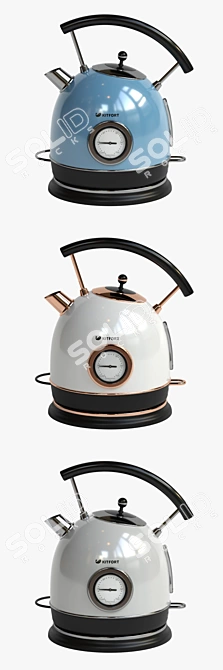 Elegant Electric Kettle Set: KITFORT & French Press 3D model image 2