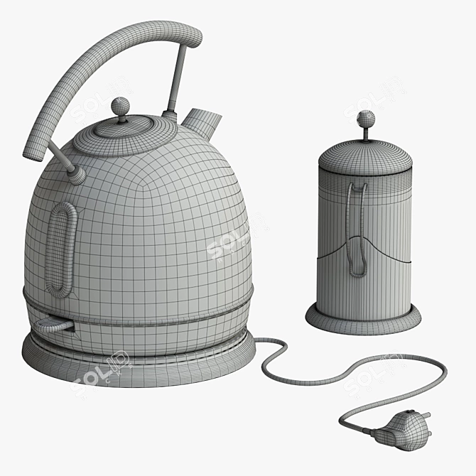 Elegant Electric Kettle Set: KITFORT & French Press 3D model image 7