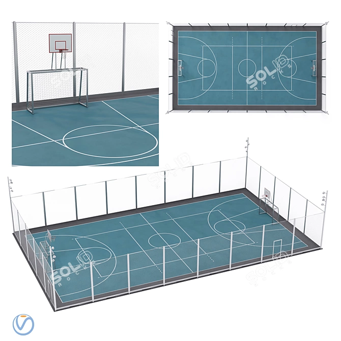 Universal Fenced Sports Ground 3D model image 1