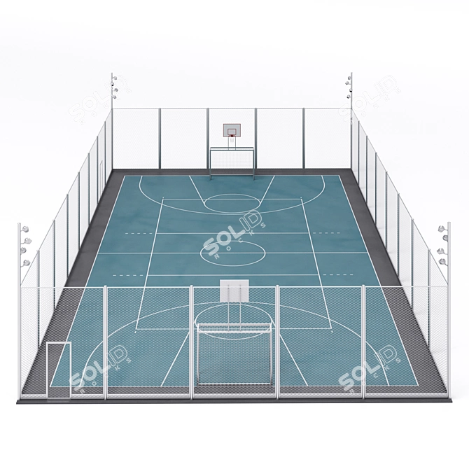 Universal Fenced Sports Ground 3D model image 5