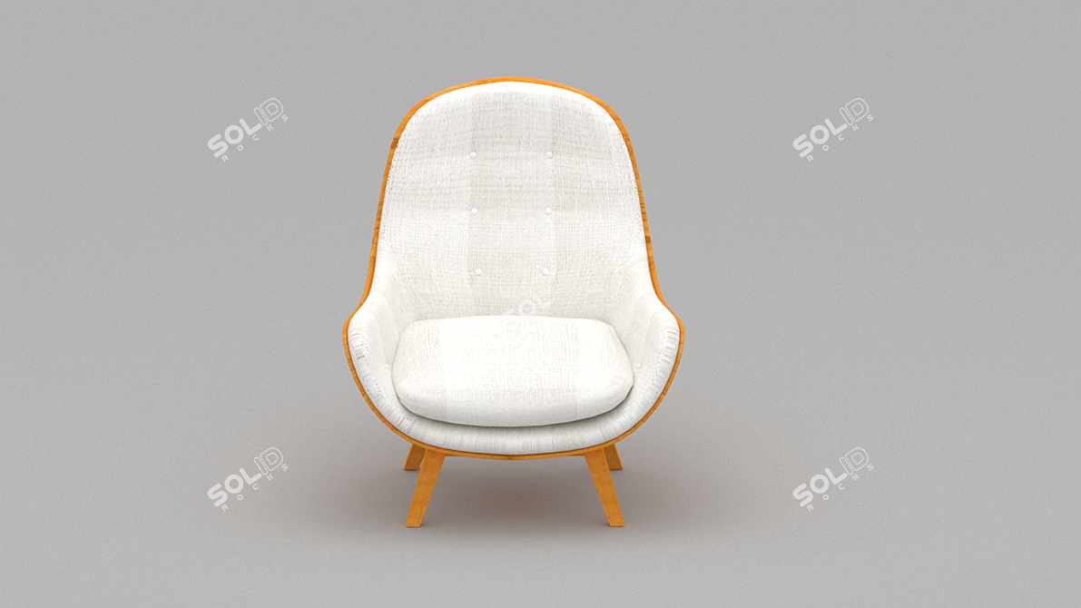 Elegant Wood Armchair 3D model image 2