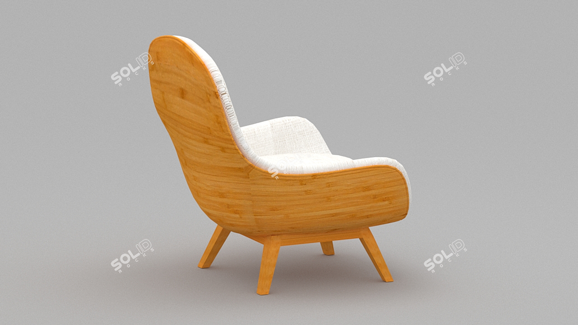 Elegant Wood Armchair 3D model image 3