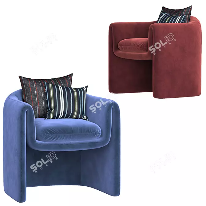 Elegant Modern Armchair 3D model image 3