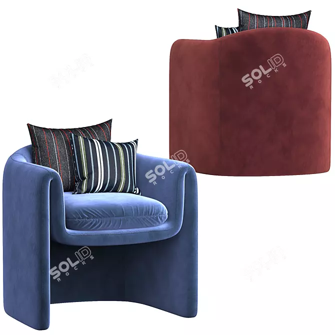 Elegant Modern Armchair 3D model image 5