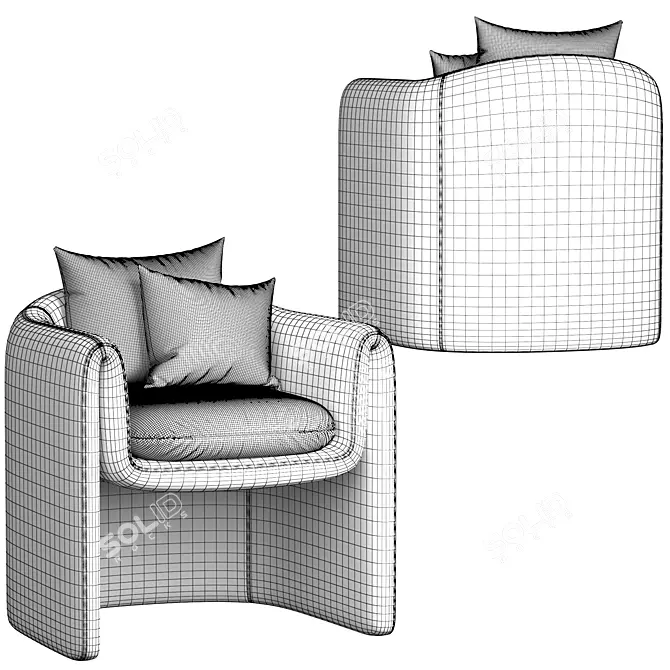 Elegant Modern Armchair 3D model image 6