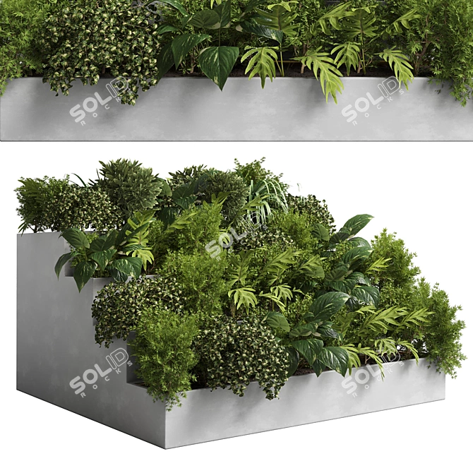 Concrete Stairs Outdoor Plant Vase 3D model image 1