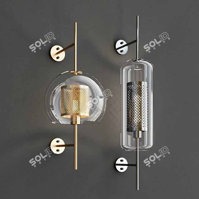 Elegant Glass Wall Sconce 3D model image 1