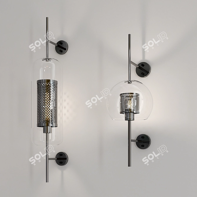 Elegant Glass Wall Sconce 3D model image 3