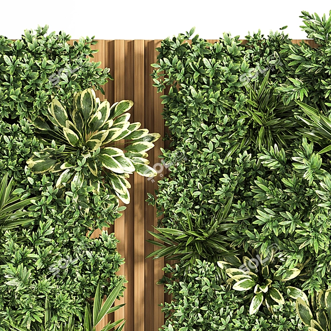 Modern Wood Planks & Vertical Garden 3D model image 4