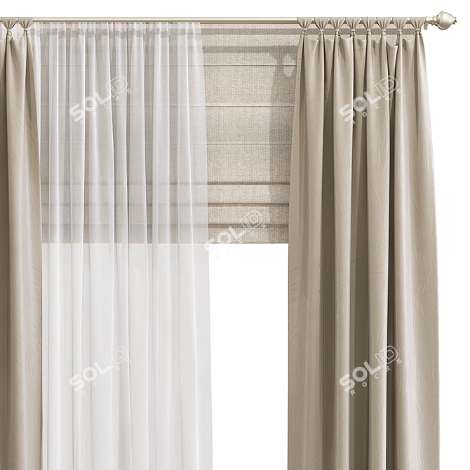 Versatile Curtain 857: Flawless Design, Unmatched Quality 3D model image 2