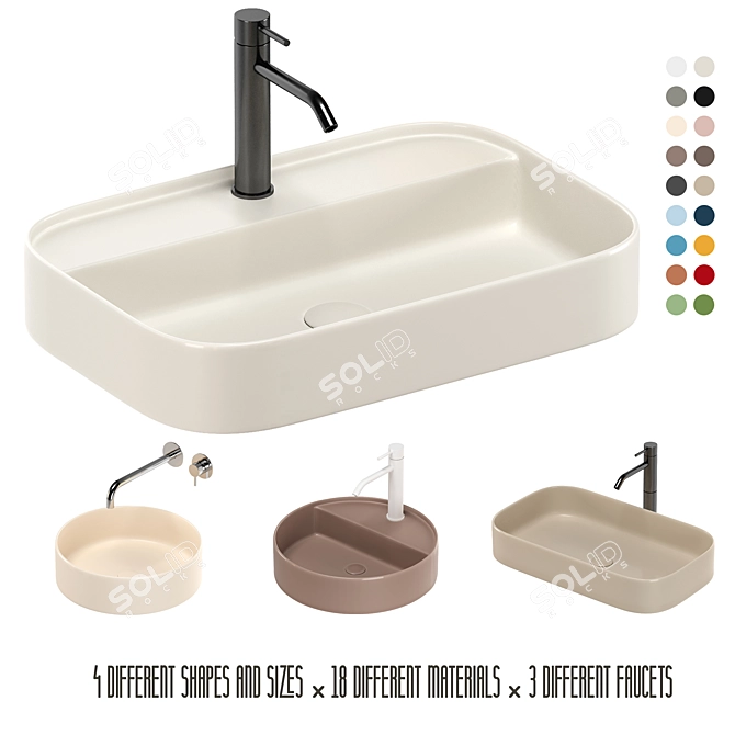 Artelinea Washbasin Set: Stylish Design & Various Options 3D model image 1