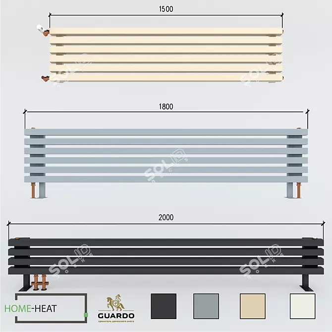 Guardo Retta 4P - Square Profile Radiators 3D model image 1