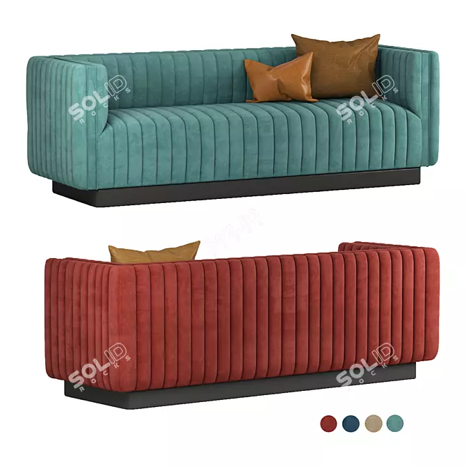 Emerald Conjure Velvet Sofa: Luxurious Tufted Seating 3D model image 1