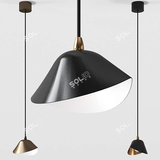 Serge Mouille Adjustable Pendant Lamp 3D model image 4
