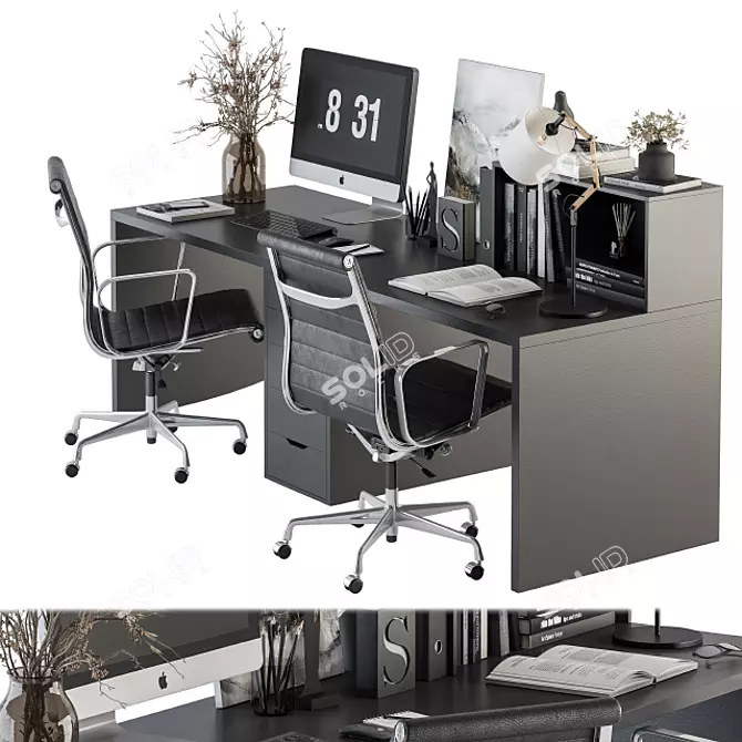 Modern Office Furniture Set 3D model image 1