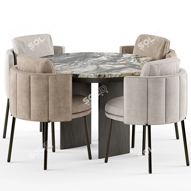 Elegant Torri Dining Set 3D model image 4