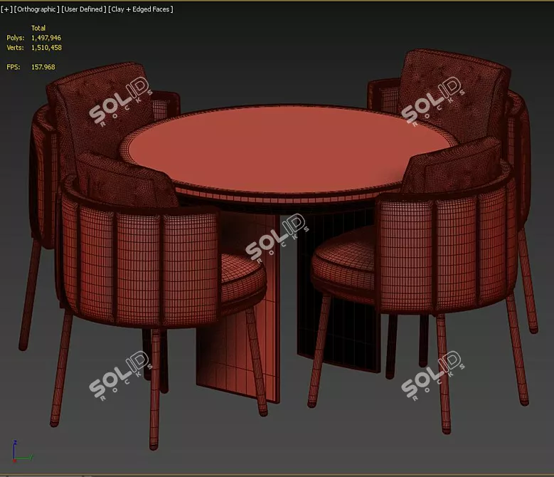 Elegant Torri Dining Set 3D model image 1