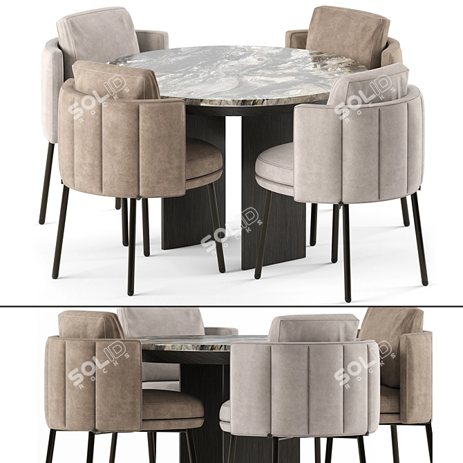 Elegant Torri Dining Set 3D model image 2