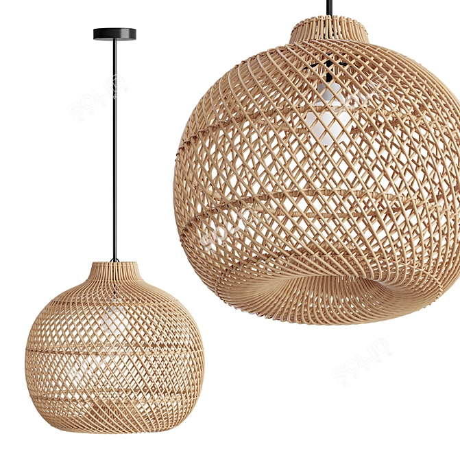 Kanawa Handmade Rattan Lampshade 3D model image 1